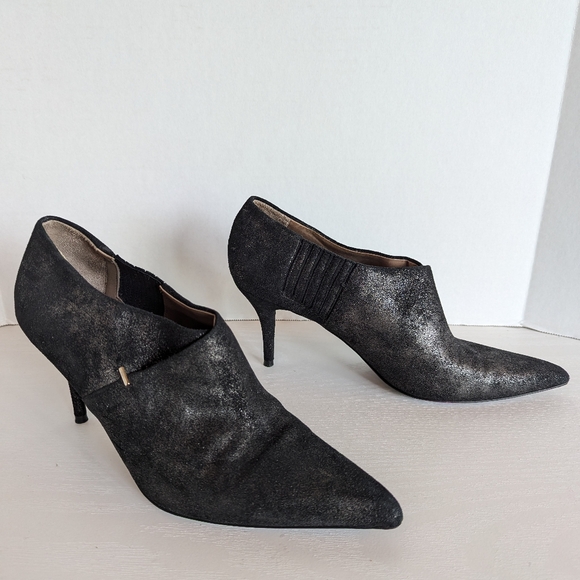 Calvin Klein Black Suede Shimmer Booties Size 8.5 - Picture 1 of 5